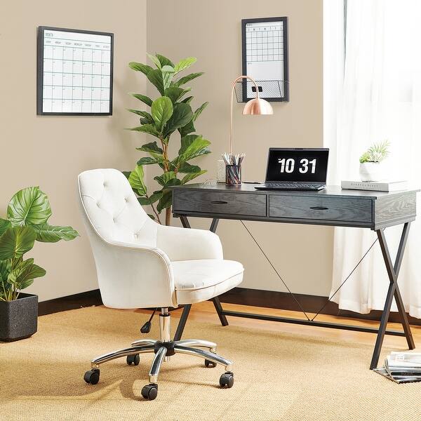 slide 2 of 22, Glitzhome 40"H Velvet Gaslift Adjustable Swivel Office Chair