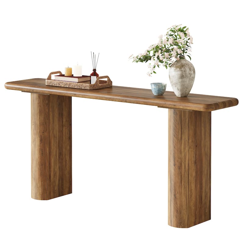 Industrial 63" Console Table with Heavy-Duty Pedestal for Entryway