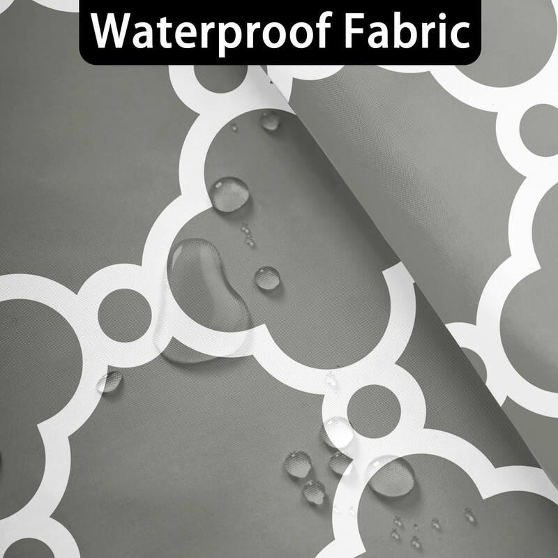 Grey and White Shower Curtain Geometric Moroccan Fabric, 72"x72"