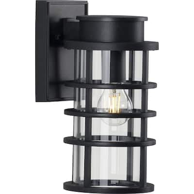Port Royal 1-Light Black Farmhouse Outdoor Wall Lantern Light - 14.820" x 10.530" x 8.580"