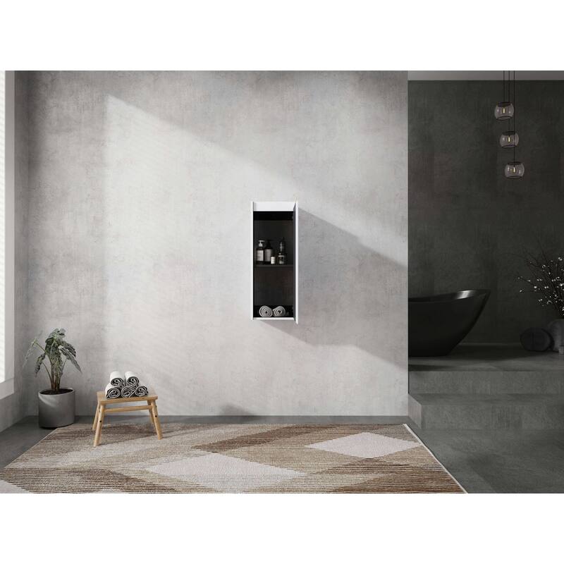 Modern Wall-Mounted Bathroom Side Cabinet with Soft-Close Doors, Floating Design, 6 Storage Compartments, 12-Inch Width