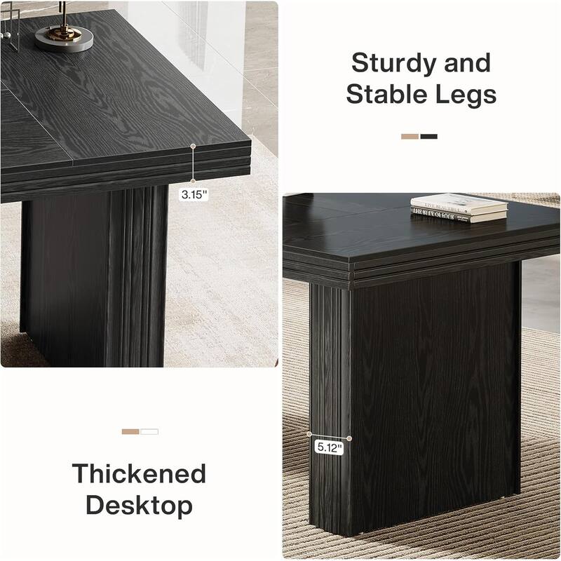63" Executive Desk, Modern Office Desk with Thickened Desktop and Sturdy Base