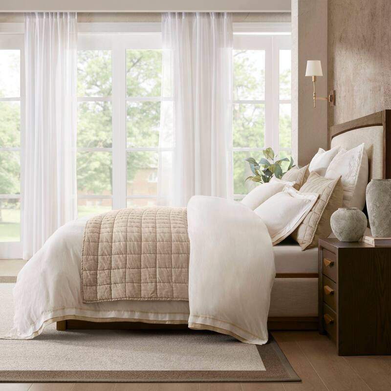 Harbor House Linen Blend Double Flange Duvet Cover Set