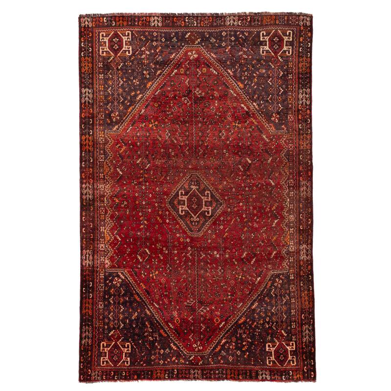 ECARPETGALLERY Hand-knotted Melis Vintage Red Wool Rug - 6'9 x 10'4