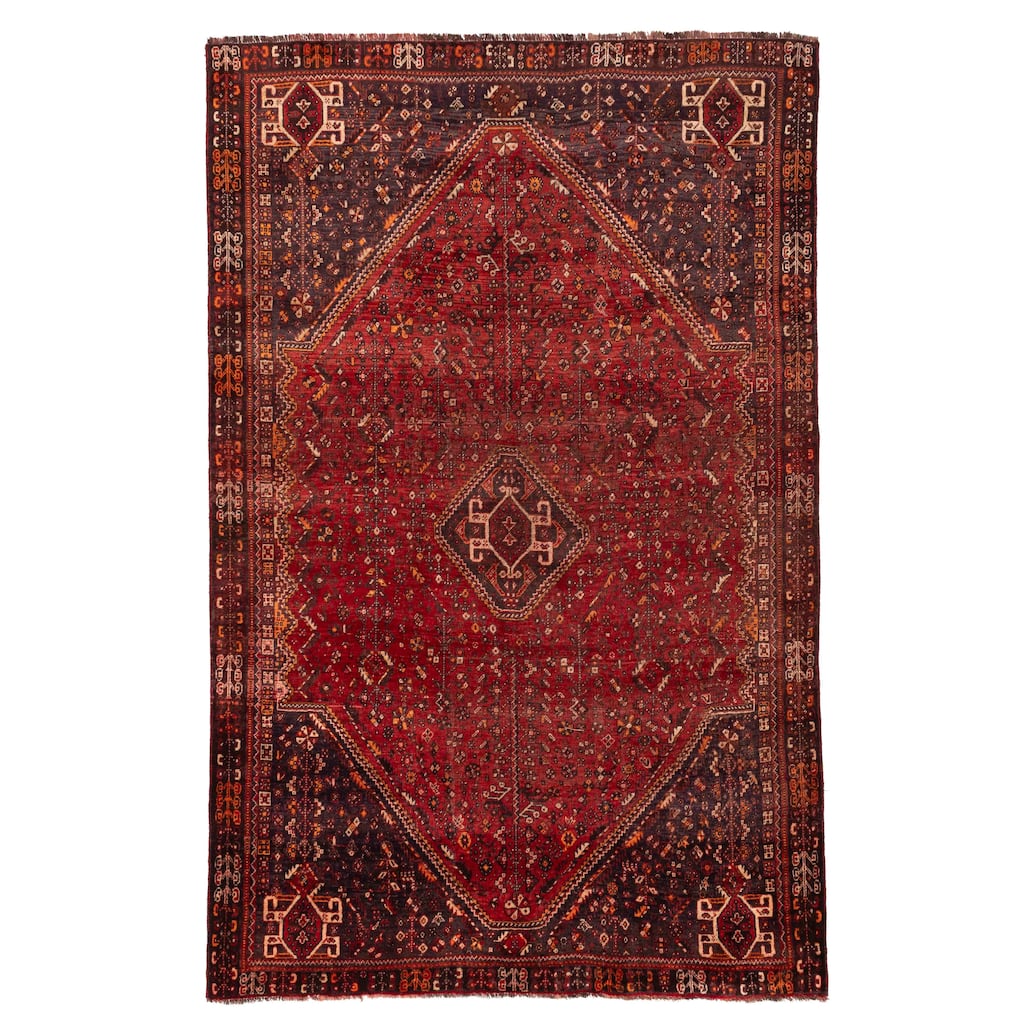 ECARPETGALLERY Hand-knotted Melis Vintage Red Wool Rug - 6'9 x 10'4