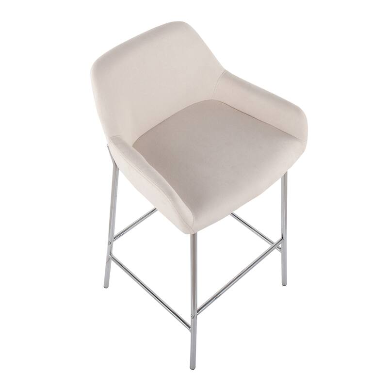 Silver Orchid Galotti Chrome Fixed-Height Upholstered Bar Stool - Set of 2