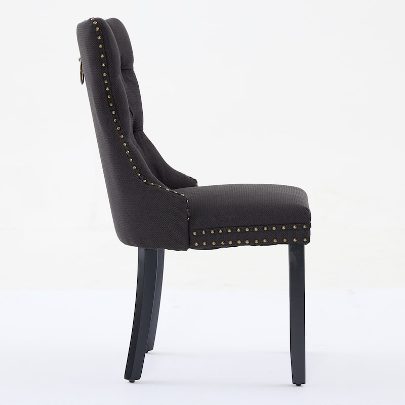 Mid-Century Nailhead Trim Dining Chairs 2-Piece Set