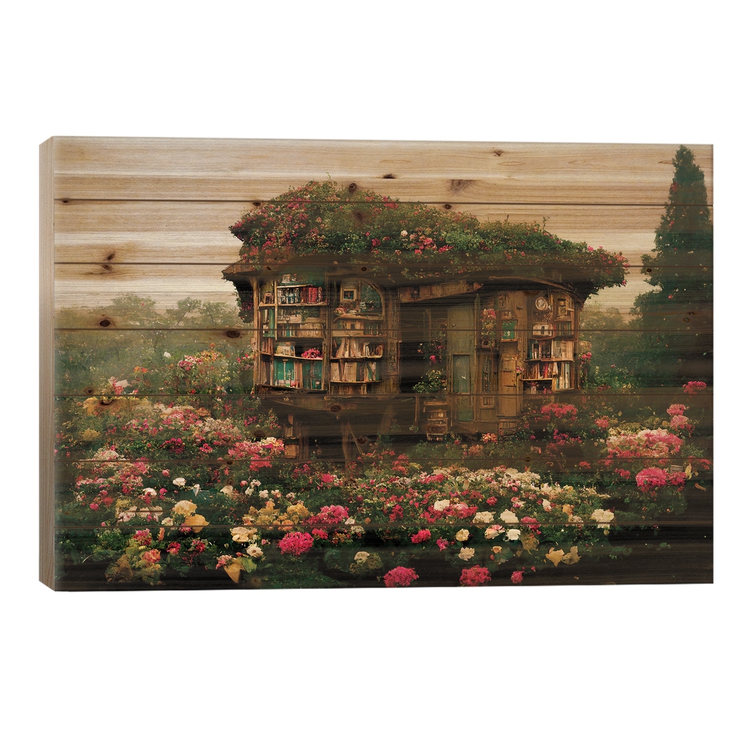 Adelina's Hidden Reading Cottage Print On Wood by Beth Sheridan - Multi-Color