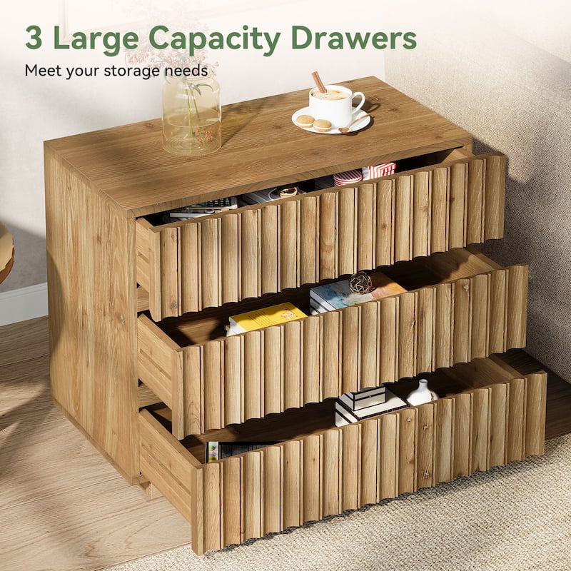 Oversized Solid Wood Nightstand with Drawers, 31.5" Night Stand Side Table Bedside Table End Table for Bedroom, Living Room