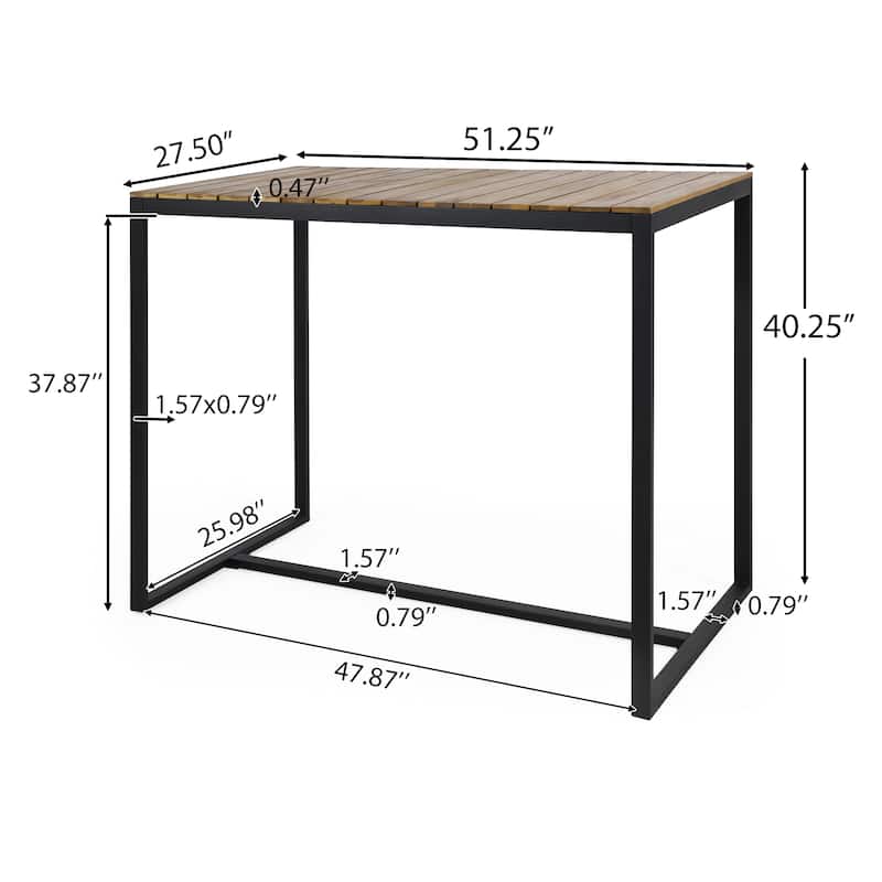 Elkhart Outdoor Modern Industrial Acacia Wood Bar Table by Christopher Knight Home - 51.25" W x 27.50" D x 40.25" H