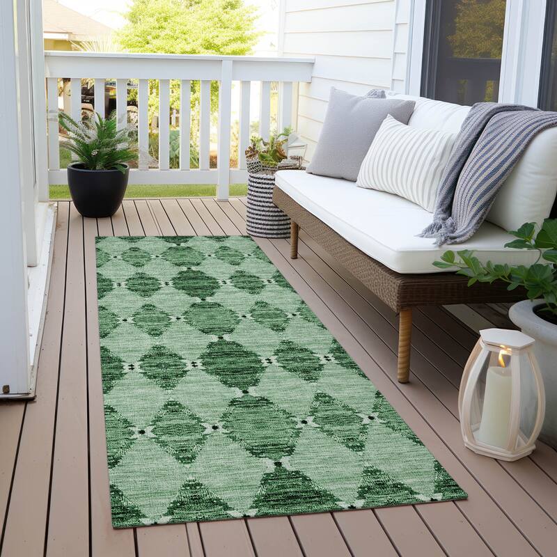 Machine Washable Indoor/ Outdoor Chantille Modern Boho Damask Rug