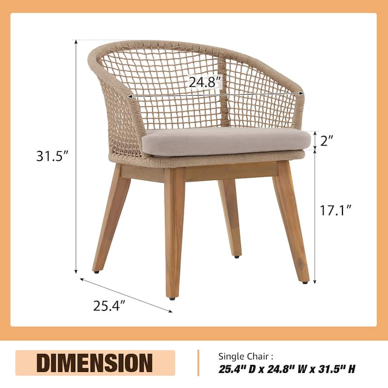 2 - Piece Woven Rope Patio Armchair Set with Cushions