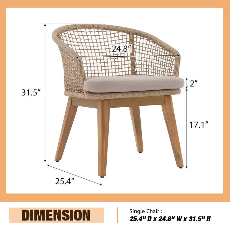 7 - Piece Outdoor Wood & Woven Rope Dining Set