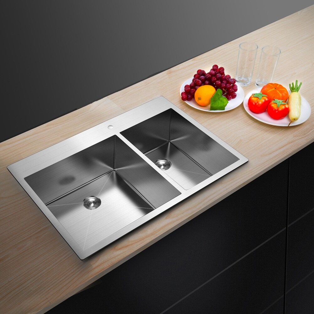 33 Inch Drop-in Stainless Steel Double Basin Kitchen Sink