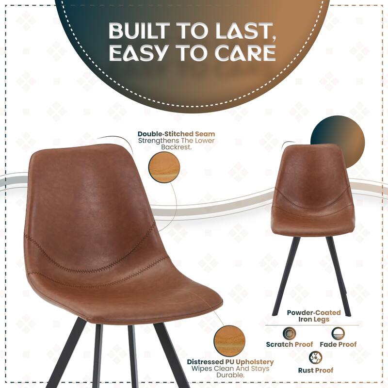 Markley Modern PU Leather Upholstered Ergonomic Mid-Back Accent Chair with Metal Legs for Home Kitchen or Living Room (Set of 4)