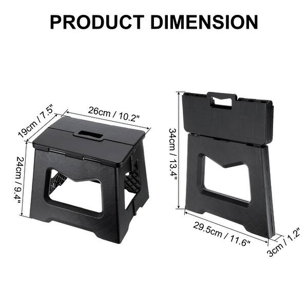 slide 2 of 7, 9" Folding Step Stool for Adults 220 lbs Capacity Black - 10.2 x 7.5 x 9.4inch Black