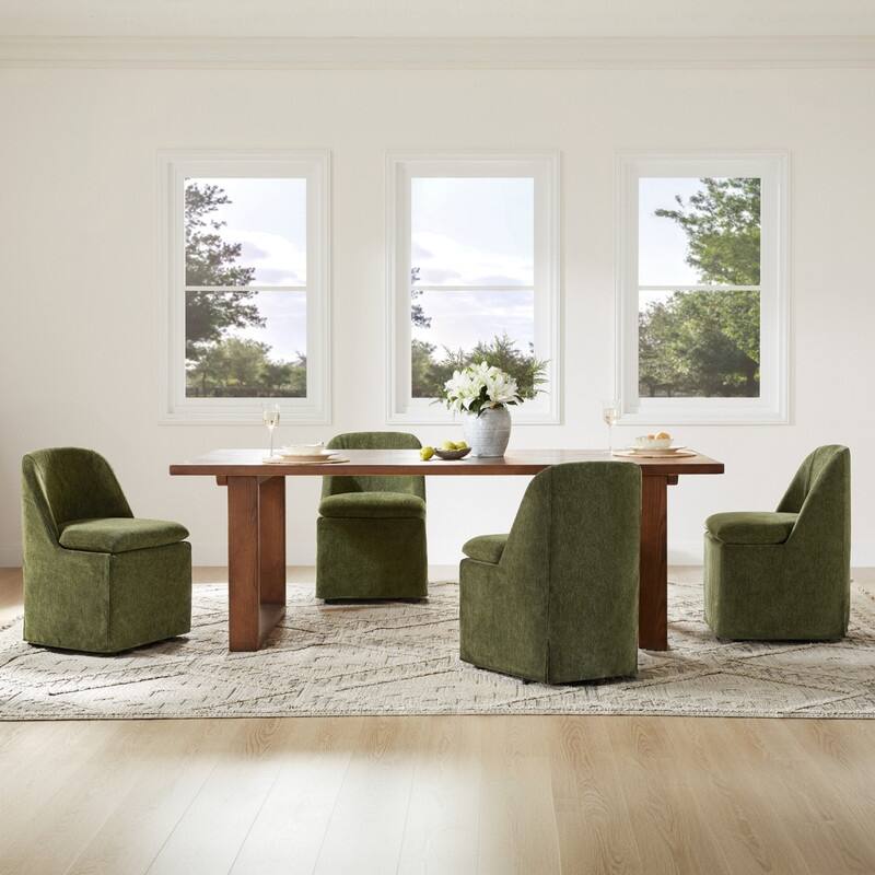 Spruce & Spring Modern Dining Chair with Removable Slipcover and Hidden Casters