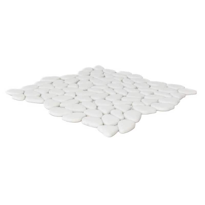 Huron Rock 12x12 Matte Glass Pebble Mosaic Tile - Floor, Wall, Backsplash