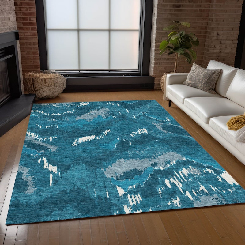 Machine Washable Indoor/ Outdoor Chantille Ombre Abstract Rug