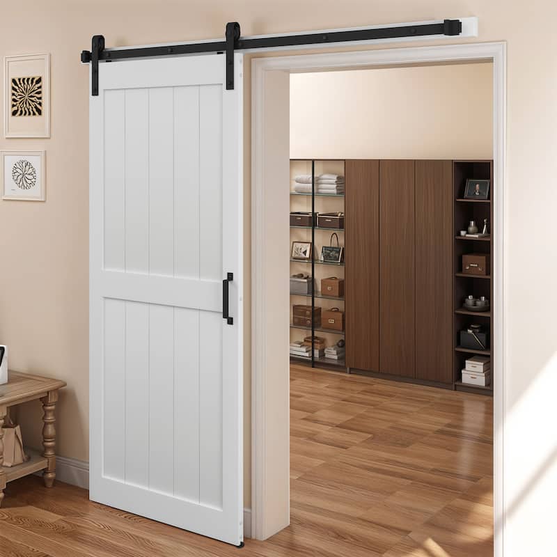 30''/36''/48'' x 84'' Manufactured Wood PVC Paneled Barn Door with Installation