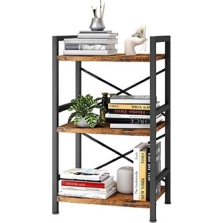 Bookshelf, 3 Tier Industrial Bookcase, Metal Small Bookcase - Bed Bath 