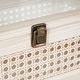 preview thumbnail 6 of 7, Cream Metal Handmade Woven Storage Decorative Box with Bronze Latches and Tempered Glass Tops (Set of 2) - 9"W x 14"L x 5"H