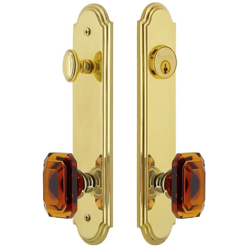 Grandeur Arc Solid Brass Tall Plate Single Cylinder Keyed Entry Set - Lifetime Brass