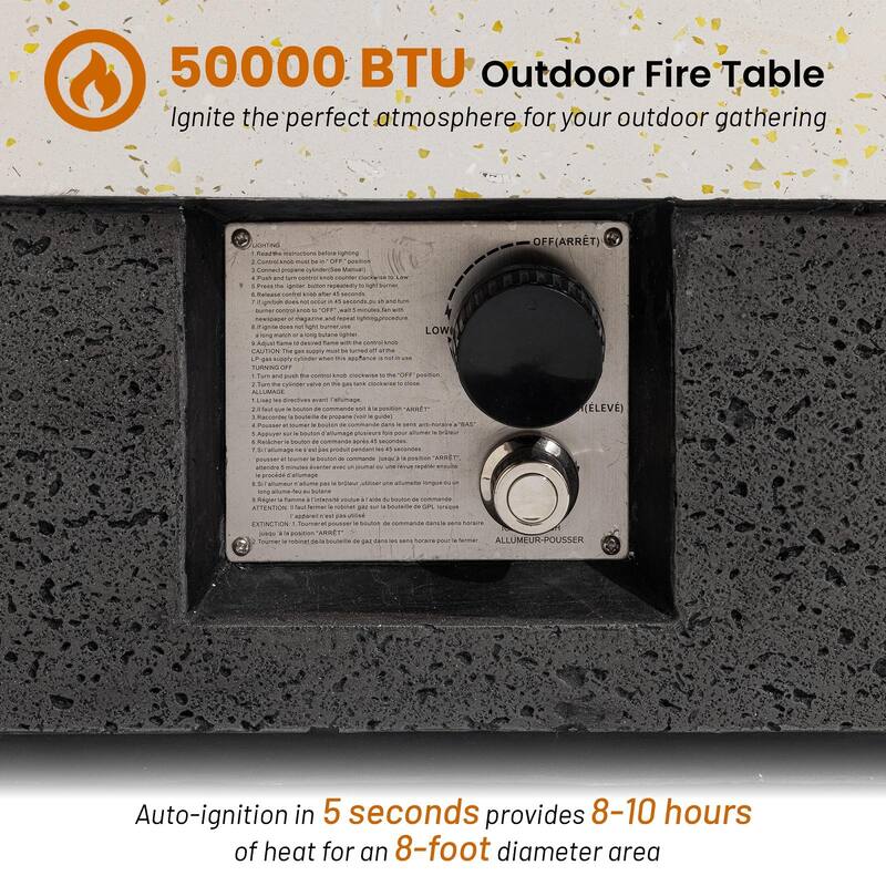 SUNBURY Morden Outdoor Concrete Propane Fire Pit Table