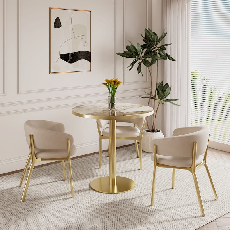 Square Modern Dinning Table 31.5 inches Bistro Table Tulip Table with Faux Marble top, Sturdy Metal Frame Diameter