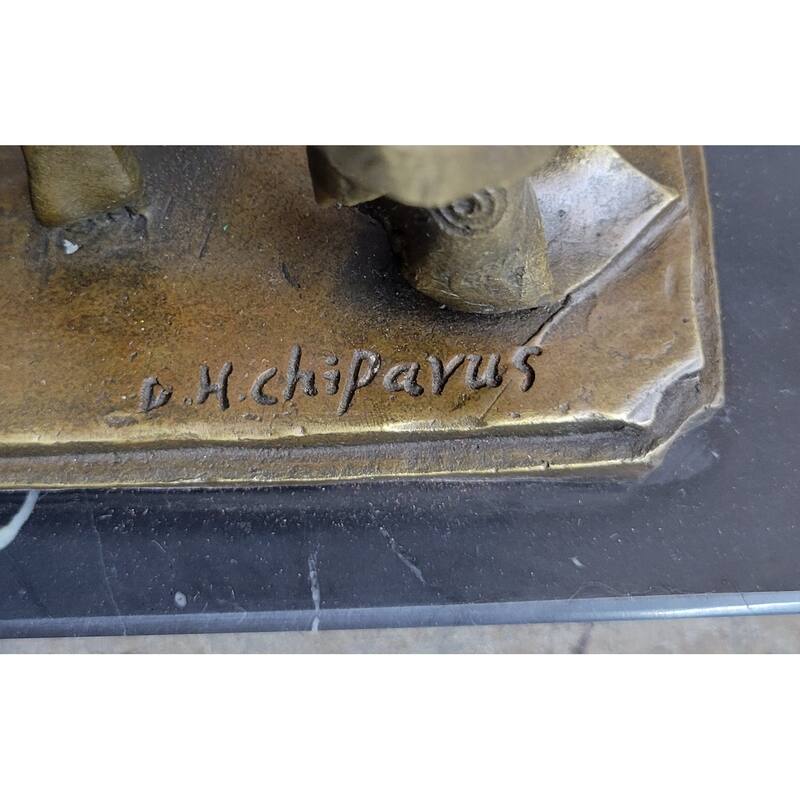 Signed Chiparus Dancer Art Deco Bronze Sculpture Statue Russian Ballet