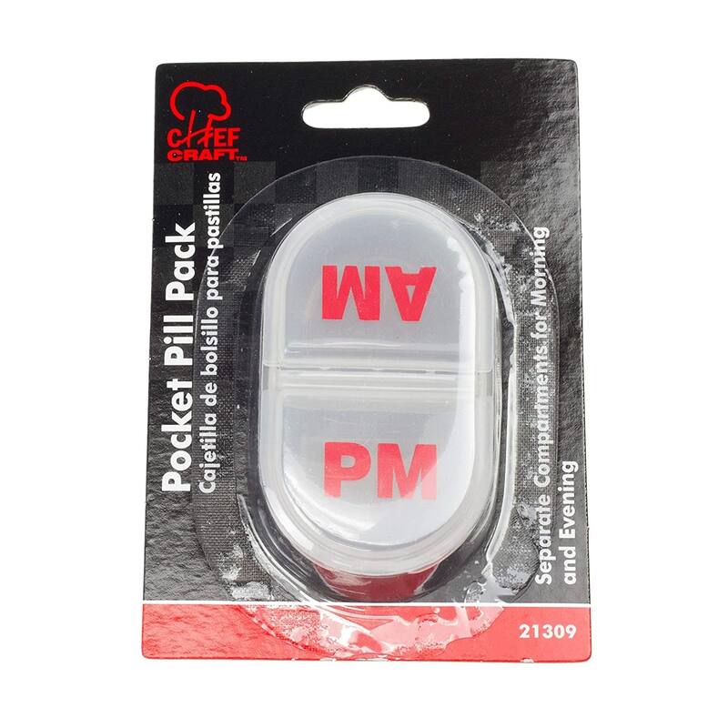 Chef Craft AM/PM Pocket Pill Pack - 2 Compartment Medicine Travel Container