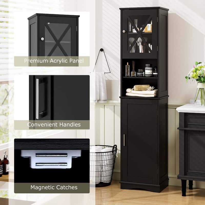 Costway 67" Tall Bathroom Cabinet Freestanding Storage Cabinet with 5 - See Details