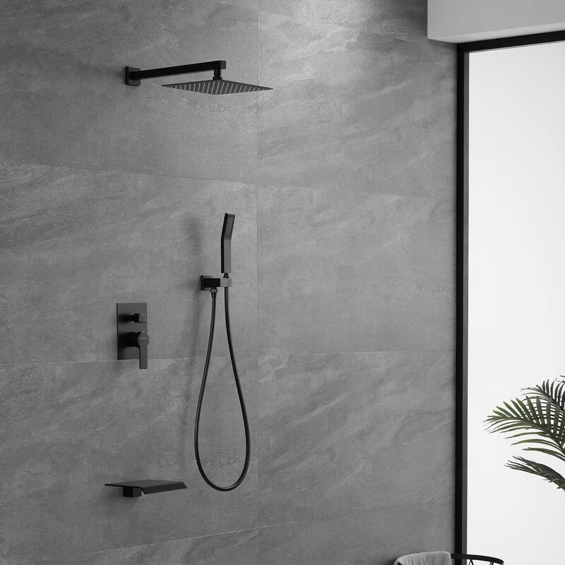 Clihome 10" Wall Mount Single-Handle 1-Spray Tub and Shower Faucet