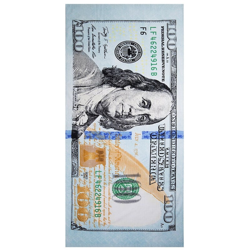 American Flag Cotton Beach Towel - 100 Dollar Bill