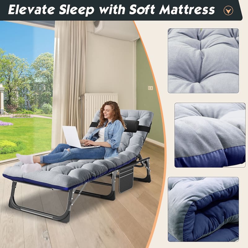 DoCred Upgraded Thicked Folding Camping Cot with Thicked Mattress