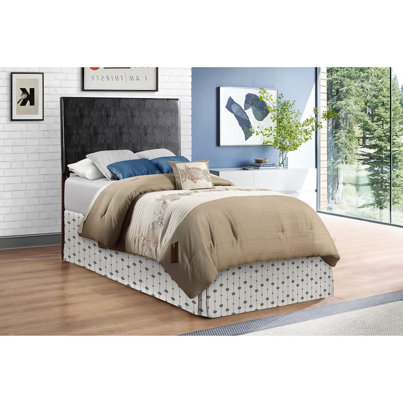 Faux Leather Adjustable height Headboard - Black - Twin