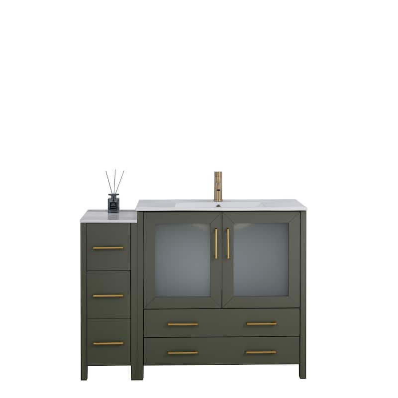 Vanity Art 48-Inch Single Sink Bathroom Vanity Set 5 Dove-Tailed Drawers 2 Cabinets 1 Shelf Soft-Closing Doors with Free Mirror
