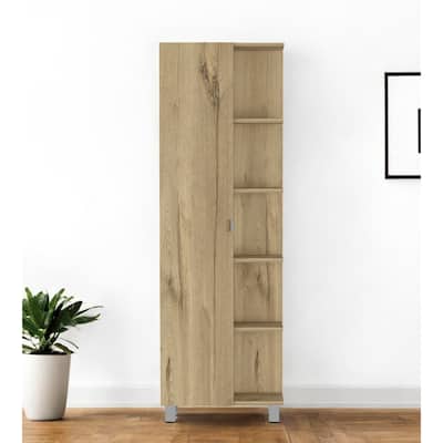 HomeRoots 62" Oak Wood Pantry Or Storage Closet - 20.1' X '62.2' X '8.5