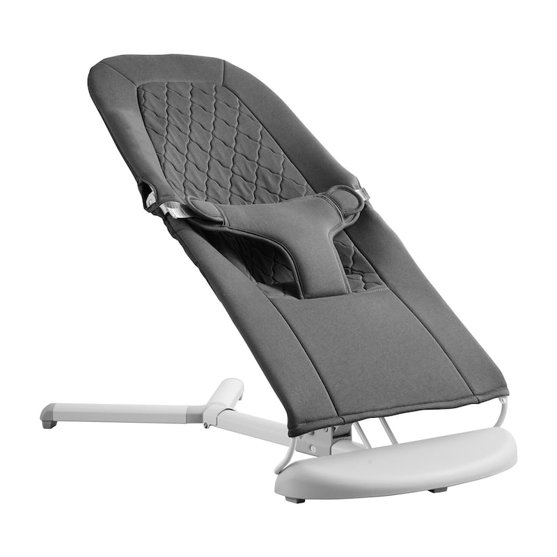 Dark Gray Metal Baby Bouncer with 2 Angles and 3-Point Harness - 25.6” L x 16.1” W x 23.6” H
