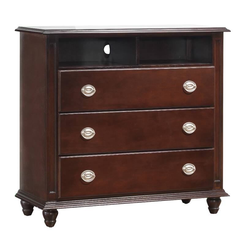 3-Drawer Wooden TV Media Chest - 44" - Brown