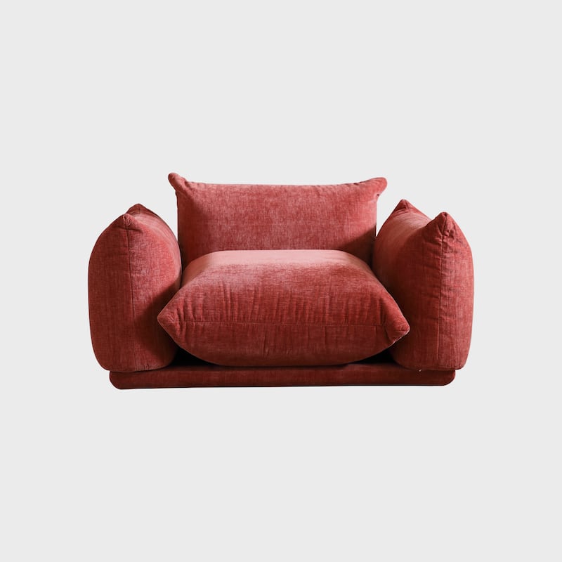 Single Sofa Accent Chair Armchair Chenille Fabric Sofa with Ottoman Set