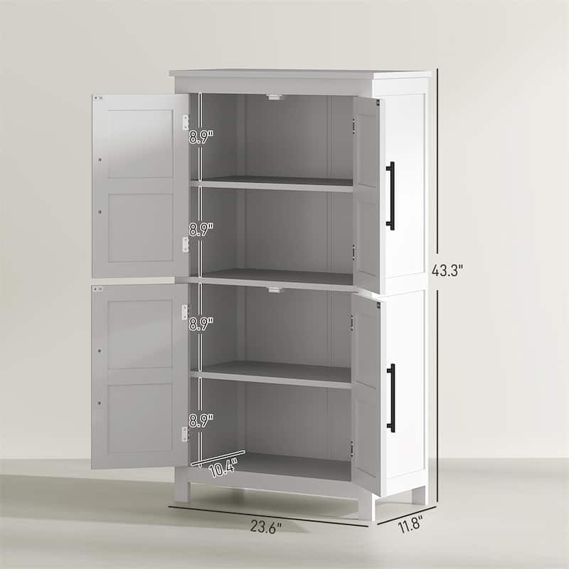 MDF Bathroom Cabinet with Four-Tier Shelves and Adjustable Storage and Protective Foot Pads - 23.6" L x 11.8" W x 43.3" H