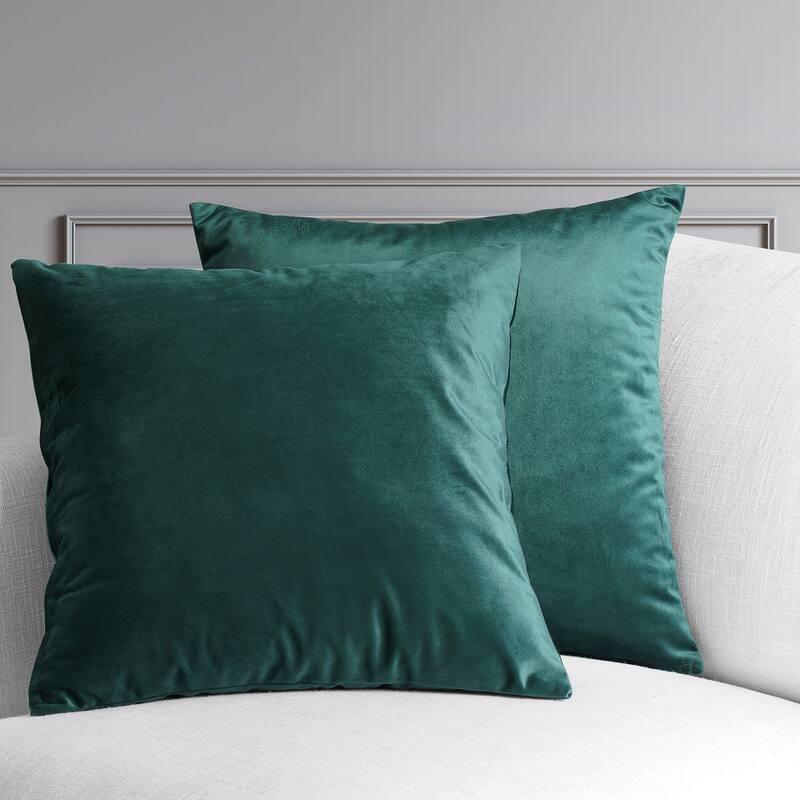 Exclusive Fabrics Heritage Plush Velvet Cushion Cover (Set of 2) - Forestry Green