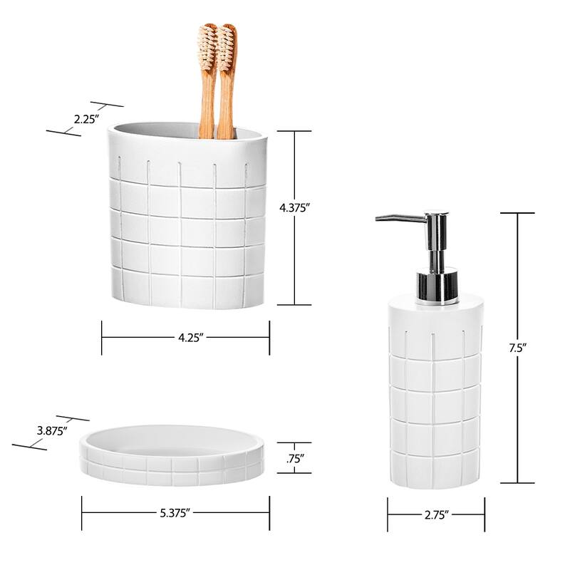 Creative Scents Polar White Bathroom Accessory Set of 6