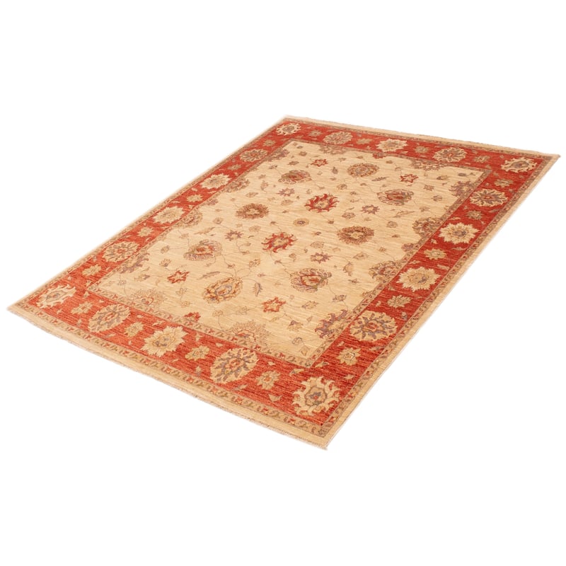 ECARPETGALLERY Hand-knotted Chobi Finest Cream Wool Rug - 6'6 x 8'0