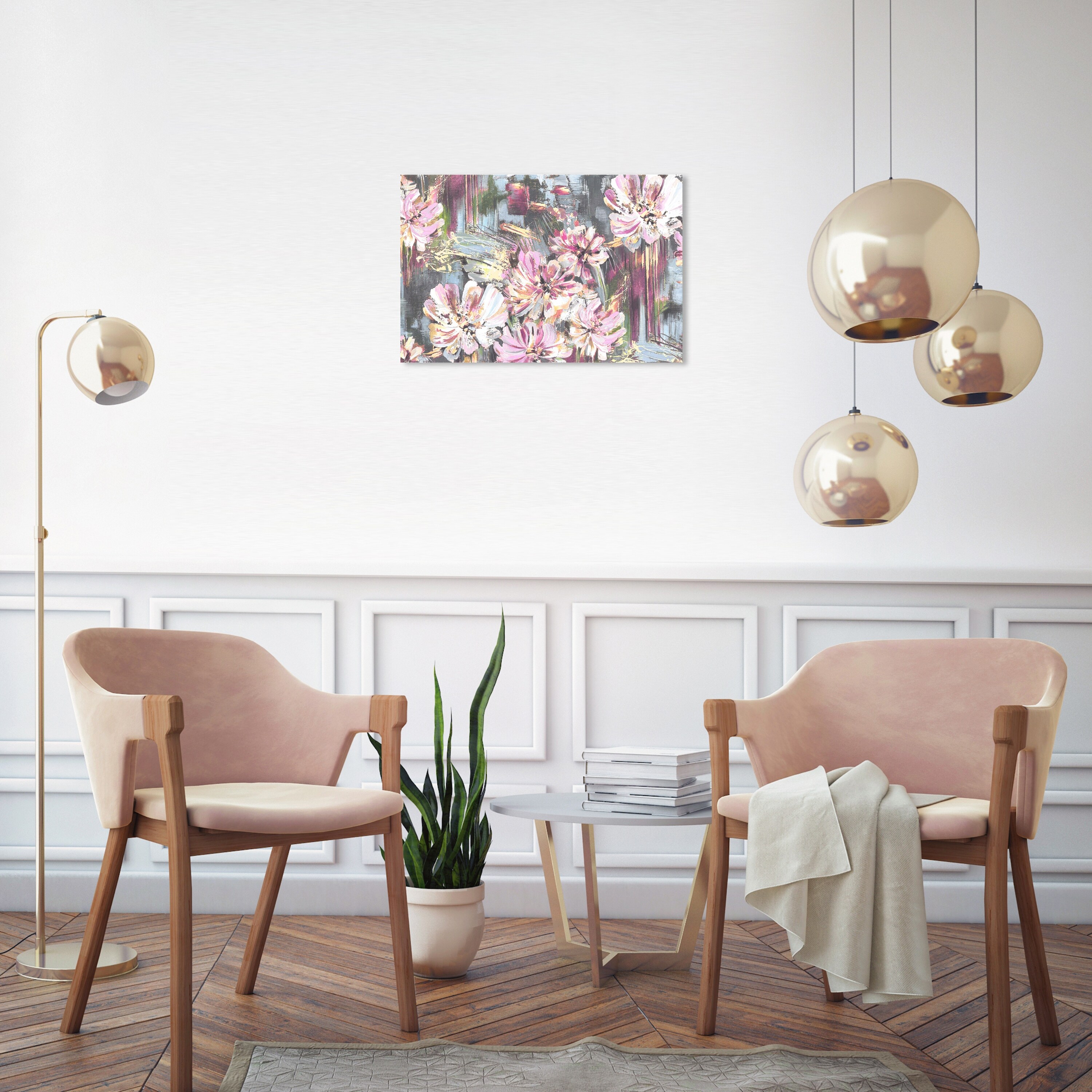 Oliver Gal 'Flowers Pastel Abstract' Floral Pink Wall Art Canvas