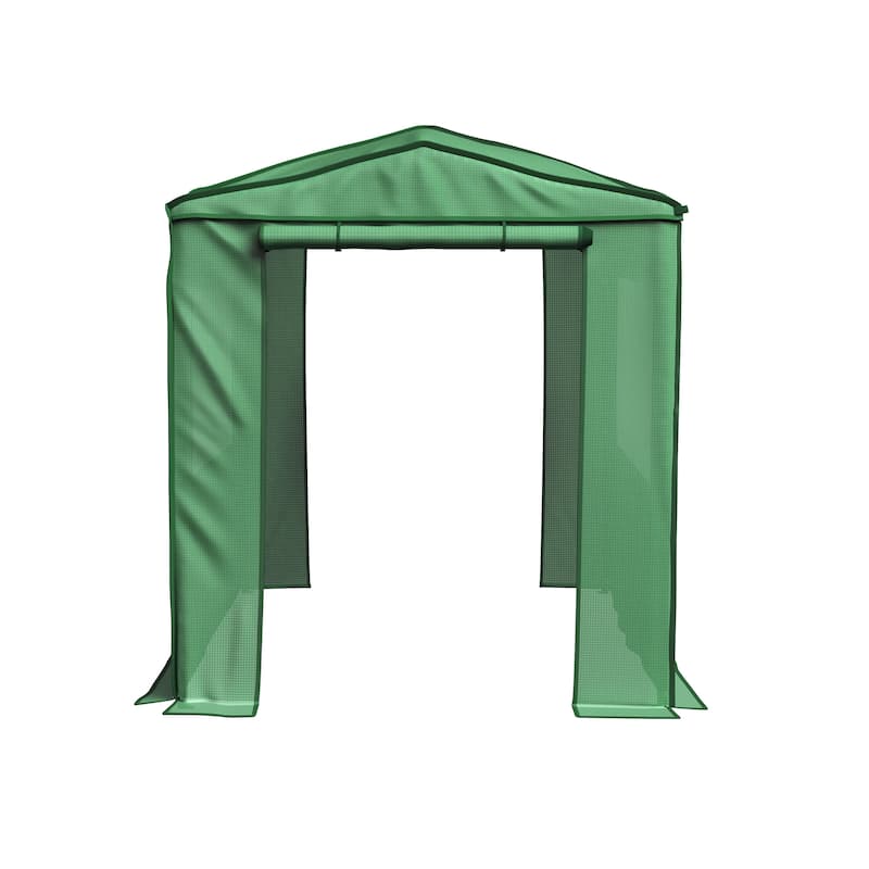 Pop Up Greenhouse - 8ft x 6ft Portable Walk In Green House with Roll-Up Zippered Doors and Mesh Windows by Home-Complete (Green)