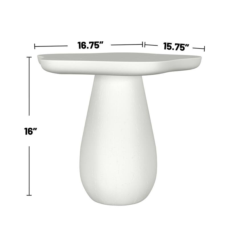Wooden Side Table with Cloud-Shaped Top in Off White