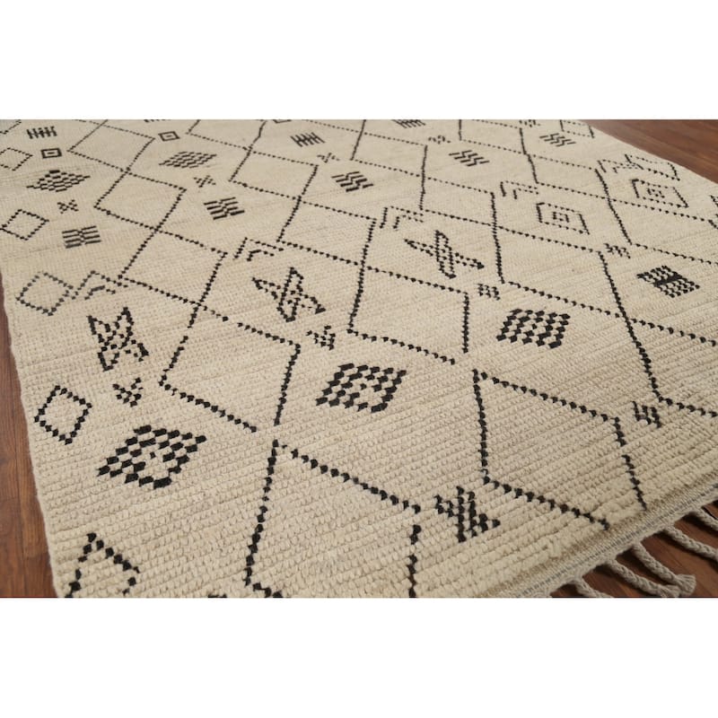 Trellis Geometric Moroccan Area Rug Handmade Wool Carpet - 5'1"x 8'7"