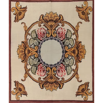 Aubusson Oriental Area Rug Handmade Wool Carpet - 8'2"x 9'2"